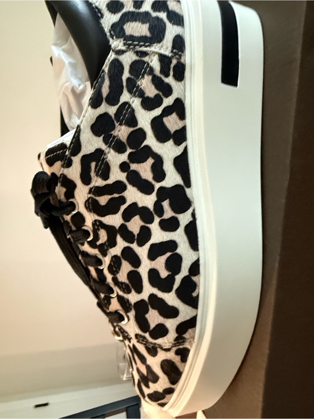 Paolo Black and White Leopard Print Sneakers - Picture 3 of 8